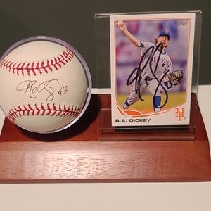 R.A. Dickey SIGNED card and baseball